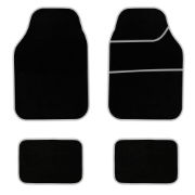 4 Piece Black Velour Mat Set with Silver Bind (Box Qty: 12)