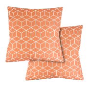 Orange Cube Print Scatter Cushion Pair