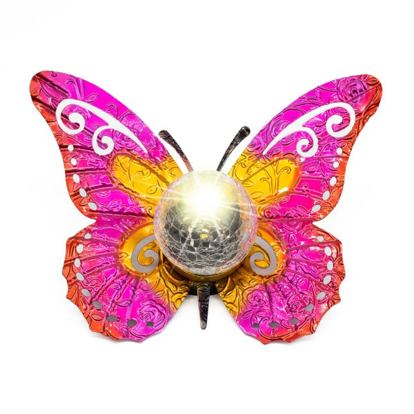 Solar Metal Sunset Butterfly With LED Crackle Ball (Outer Ctn Qty: 4)