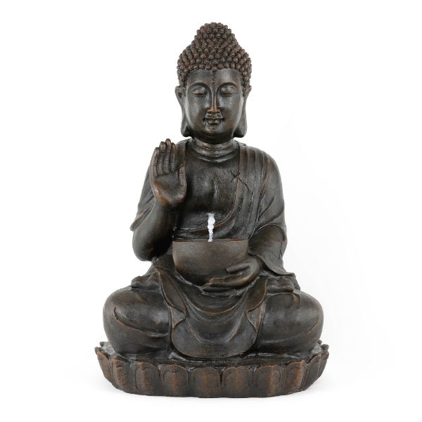 Solar Water Feature - Meditating Buddha With Bowl