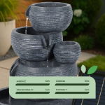 Solar Cascading Fountain Water Feature With Battery Back-up (Outer Carton: 1)