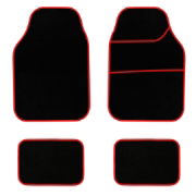 4 Piece Black Velour Mat Set with Red Bind (Box Qty: 12)