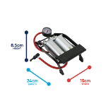 Deluxe Quality Twin Cylinder Foot Pump-270 Gauge (Outer Ctn Qty: 10)