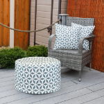 Grey/White Geometric Print Inflatable Ottoman