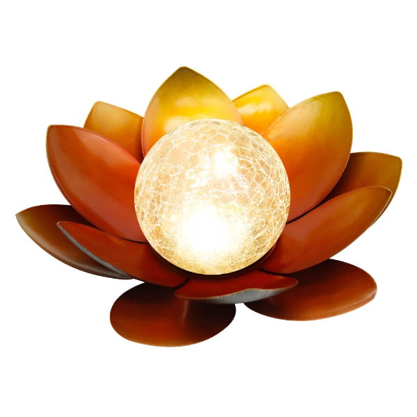 Solar Metal Lotus With Crackle Ball Light (Outer Ctn Qty: 6)