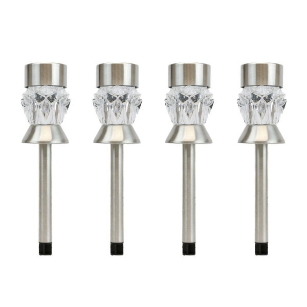 Pack of 4 Solar Round Crystal Stake Lights (Outer Ctn Qty: 12)