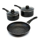 3 Piece Induction Pan Set - Black Marble