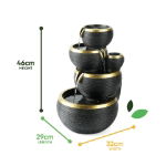 Solar Cascading Black & Gold Water Feature (Outer Carton: 1)