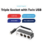 12V Triple Socket with Twin USB (Carton Qty: 10)