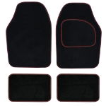 4 Piece Black Carpet Mat Set with Red Piping (Box Qty: 12)